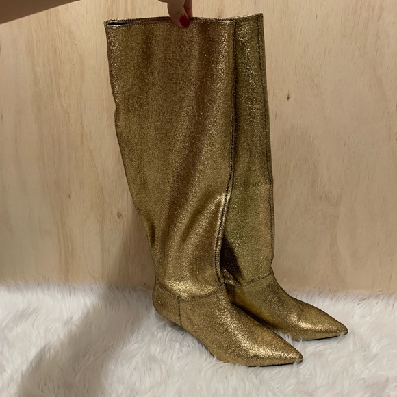 ZARA Metallic Kitten Heel Boot 6.5 7.5 - Picture 5 of 8